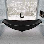 ALFI brand 79" Two Wall Acrylic Tub with Center Drain, and Drain Assembly Black Matte