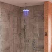 ALFI brand 1.8 GPM Single Function Rain Shower Head with Multi Color LED Lighting Technology Brushed Nickel