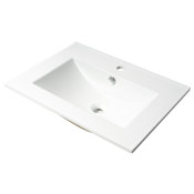 ALFI brand 23-5/8" Rectangular Porcelain Drop In Bathroom Sink with Overflow and 1 Faucet Holes at 0" Centers White