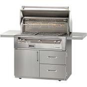 Alfresco 82500 Total BTU 42 Inch Wide 3 Burner Liquid Propane Outdoor Grill on Deluxe Cart Stainless Steel