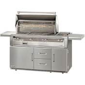 Alfresco 82500 Total BTU 56 Inch Wide 3 Burner Liquid Propane Outdoor Grill on Refrigerated Deluxe Cart Stainless Steel