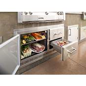 Alfresco 45 Inch Wide 7.2 Cubic Foot Outdoor Built-In Refrigerator with Marinating Drawers Stainless Steel