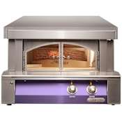 Alfresco 30 Inch Natural Gas Built-In Pizza Oven with Removable Glass Doors and Thermostat Blue Lilac