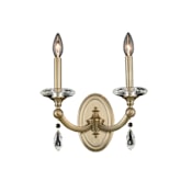 Allegri Floridia 2 Light 13" Tall Wall Sconce with Firenze Crystal Matte Brushed Champagne Gold