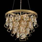 Allegri Carmella 14" Wide Pendant with Firenze Crystal Brushed Brass