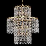 Allegri Caretta 27" Wide Drum Chandelier with Firenze Crystal Antique Brass