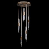 Allegri Lucca 24" Wide LED Crystal Multi Light Pendant Brushed Champagne Gold