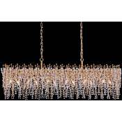 Allegri Fuji 12 Light 60" Wide Crystal Linear Pendant True Brass