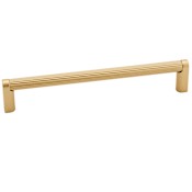 Alno Alta Moda 6" Center to Center Modern Ribbed Round Cabinet Handle / Drawer Pull Champagne