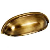 Alno Rustic 3" Center to Center Solid Brass Smooth Shell Cabinet Cup Pull / Drawer Cup Pull Antique English