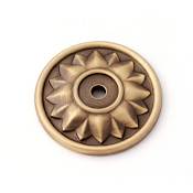 Alno Fiore 1-5/8" Round Solid Brass Embossed Flower Cabinet Knob Backplate Antique English Matte