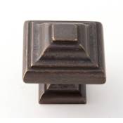 Alno Geometric 1-1/4 Inch Tiered Square Solid Brass Cabinet Knob / Drawer Knob Barcelona