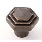 Alno Geometric 1-1/4" Modern Industrial Faceted Solid Brass Cabinet Knob / Drawer Knob Barcelona