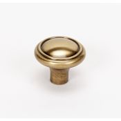 Alno Classic Traditional 1-1/2" Ridged Round Mushroom Solid Brass Cabinet Knob / Drawer Knob Antique English