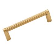 Alno Alta Moda 8" Center to Center Modern Ribbed Round Cabinet Handle / Drawer Pull - Made in Italy Champagne