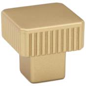 Alno Quadrato 1-1/4" Grooved Square Cabinet Knob / Drawer Knob - Made in Italy Champagne