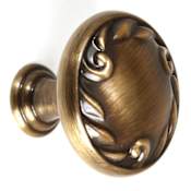 Alno Ornate 1-1/4" Round Scrolled Edge Traditional Mushroom Solid Brass Cabinet Knob / Drawer Knob Antique English