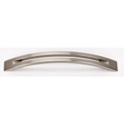 Alno Modern Slit Top 6" Center to Center Arch Bow Solid Brass Cabinet Handle / Drawer Pull Satin Nickel
