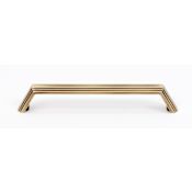 Alno Nicole Modern Solid Brass 6" Center to Center Angled Ridged Cabinet Handle / Drawer Pull Antique English Matte