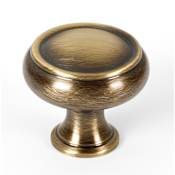 Alno Charlies 1-1/2 Inch Ringed Round Mushroom Solid Forged Brass Cabinet Knob Antique English