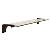 Alno Luna 18" Wide Modern Glass Bathroom Shelf with Brass Mounting Brackets Bronze