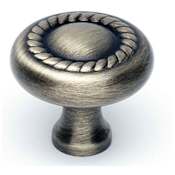 Alno Rope 1" Round Classic Mushroom Solid Brass Cabinet Knob / Drawer Knob Antique English
