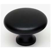 Alno Classic 1-3/4" Round Flat Farmhouse Traditional Smooth Mushroom Solid Brass Cabinet Knob / Drawer Knob Matte Black