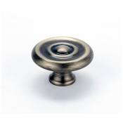 Alno Classic Traditional 1-1/4" Ringed Round Mushroom Solid Brass Cabinet Knob / Drawer Knob Antique English
