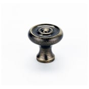 Alno Classic Traditional 3/4" Small Round Ridged Edge Solid Brass Mushroom Cabinet Knob / Drawer Knob Antique English