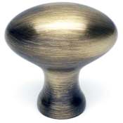 Alno Contemporary 1-1/4" Farmhouse Egg Oval Solid Brass Cabinet Knob / Drawer Knob Antique English