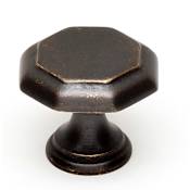 Alno Contemporary 1-1/8" Wide Faceted Octagon Geometric Solid Brass Cabinet Knob / Drawer Knob Barcelona