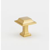Alno Millennium 1" Modern Fluted Square Solid Brass Cabinet Knob / Drawer Knob Satin Brass