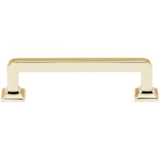 Alno Millennium 3-1/2" Center to Center Solid Brass Soft Square Cabinet Handle / Drawer Pull Polished Brass
