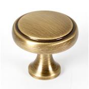Alno Royale 1-1/4 Inch Solid Brass Stepped Round Mushroom Cabinet Knob / Drawer Knob Antique English