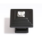 Alno Solid Brass 1.25" Stacked Square Luxury Designer Cabinet Knob with Swarovski Crystal Bronze