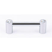 Alno Contemporary Bling 3" Center to Center Luxury Solid Brass Cabinet Handle / Drawer Pull with Crystal Accents Polished Chrome