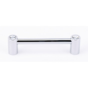 Alno Contemporary 4" Center to Center Luxury Decorative Solid Brass Cabinet Handle / Drawer Pull with Swarovski Crystals Polished Chrome
