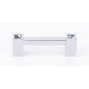 Alno Contemporary Crystal 3" Center to Center Square Solid Brass Cabinet Handle / Drawer Pull with Swarovski Crystal Accents Polished Chrome