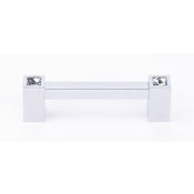 Alno Contemporary Crystal 3-1/2" Center to Center Square Cabinet Handle / Drawer Pull with Swarovski Crystal Accents Polished Chrome