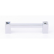 Alno Contemporary Crystal 4" Center to Center Square Solid Brass Cabinet Handle / Drawer Pull with Swarovski Crystal Accents Polished Chrome