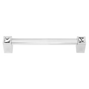 Alno Contemporary Solid Brass 6" Center to Center Square Cabinet Handle / Drawer Pull with Swarovski Crystal Accents Polished Chrome