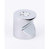 Alno Contemporary 1"  Whistle Button Solid Brass Cabinet Knob / Drawer Knob with Notched Finger and Crystal Accent Polished Chrome