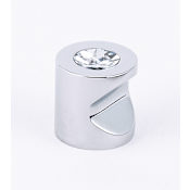 Alno Contemporary 3/4" Whistle Button Finger Notch Solid Brass Cabinet Knob / Drawer Knob with Crystal Accent Polished Chrome