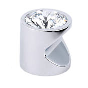Alno Contemporary Crystal 1" Cylindrical Solid Brass Whistle Button Cabinet Knob with Swarovski Crystal Polished Chrome