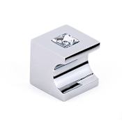 Alno Contemporary 1" Whistle Style Block Solid Brass Cabinet Knob with Finger Notch and Swarovski Crystal Center Polished Chrome