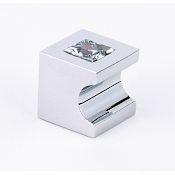 Alno Contemporary 3/4" Square Whistle Style Block Solid Brass Cabinet Knob with Finger Recess and Swarovski Crystal Face Polished Chrome