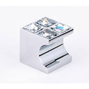 Alno Luxury 1" Square Whistle Style Block Solid Brass Cabinet Knob with Finger Recess and Swarovski Crystal Face Polished Chrome