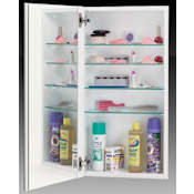 Alno 1000 Series 15" x 35" Single Door Recessed Medicine Cabinet with White Interior with Beveled Mirror White