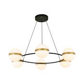 Alora Lighting Tagliato 35" Wide Ring Chandelier Matte Black / Brushed Gold