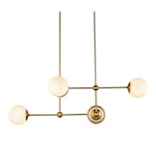 Alora Lighting Fiore 4 Light 42" Wide Linear Chandelier Brushed Gold / Glossy Opal Glass